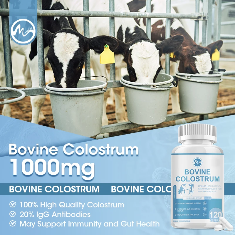 Bovine Colostrum Capsules Colostrum Supplement Whey Protein with Probiotic Promote Growth, Muscle Build, Improve Immune & Gut