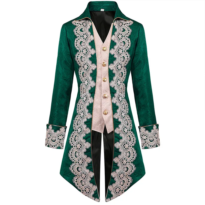 Grüne viktoria nische Adlige Jacke mittelalter liche Cosplay Piraten Tuexdo Männer Renaissance Kleid Steampunk Frack Halloween Kostüm Party