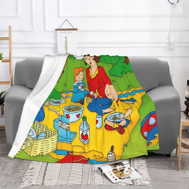 Caillou Anime Blanket Flannel Printed Cartoon Multifunction Warm Throw Blanket for Home Travel Plush Thin Quilt