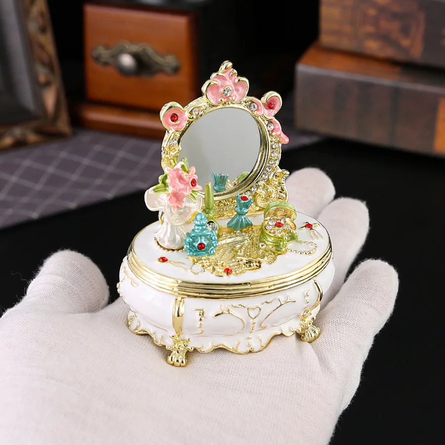 Elegant Dressing Table Jewelry Boxes for Women Enamel Jewelry Trinket Decorative Box Unique Gift for Family