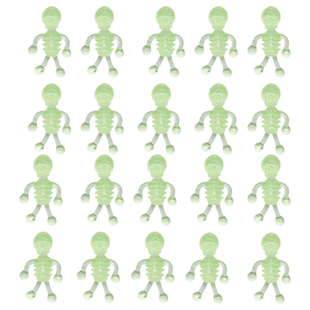 20 pçs brilho no escuro brinquedos stretchable luminoso festa de halloween favores crianças brinquedo de descompressão pequeno assustador skul