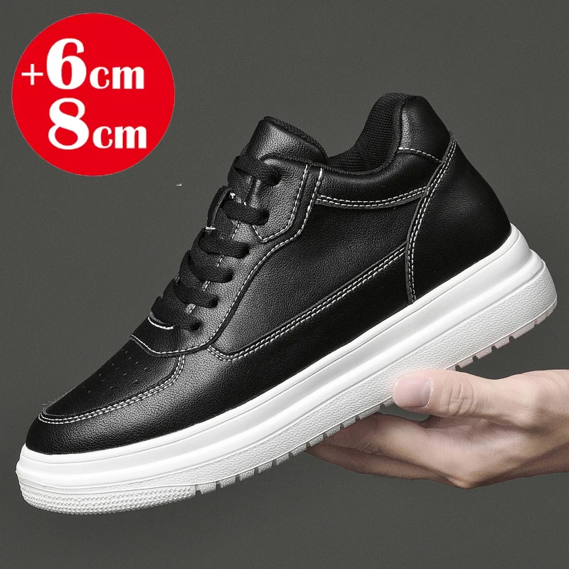 Elevator Shoes Men's Invisible Height‑Increasing Casual Flat Sneakers Platform Board Shoes Daily Wear Height Lift Shoes for Men