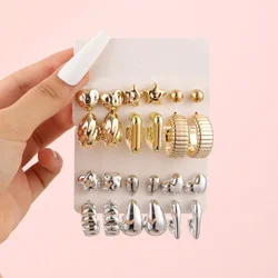 Fashionable, Personalized, Creative, Retro and Simple C-shaped Bean Star Earrings and Earrings Set