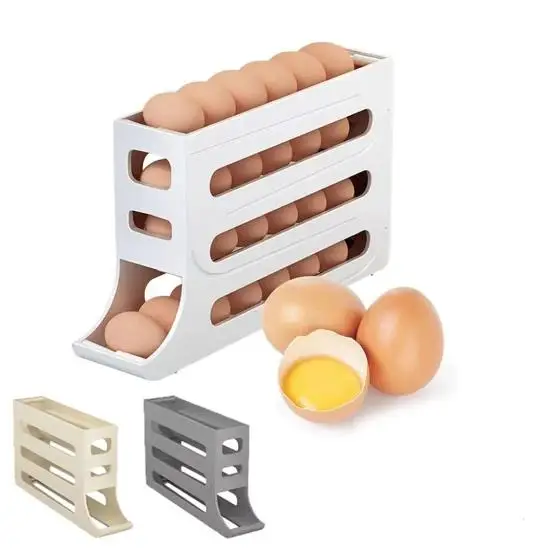 Large Capacity Automatic Egg Roller Slide Organizer Household Egg Organiser Kitchen Dedicated Four Tier Egg Racks Kitchen Tool