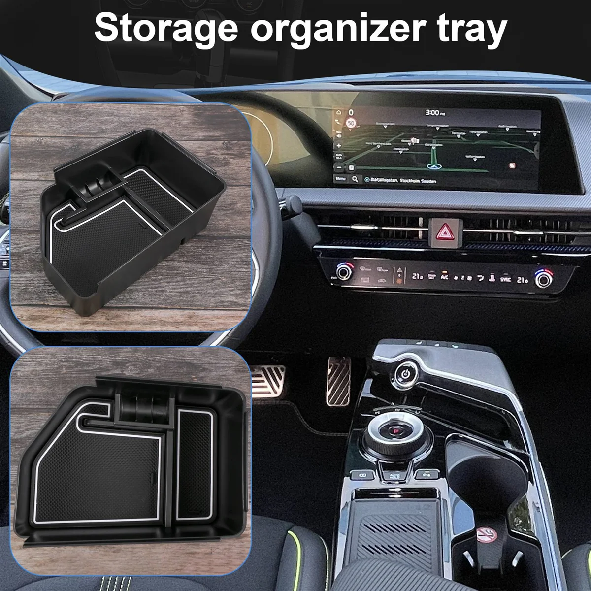 Vassoio organizer classico per console centrale per 2022+ Kia EV6 Scatola portaoggetti per bracciolo Accessori interni con portamonete, Bianco