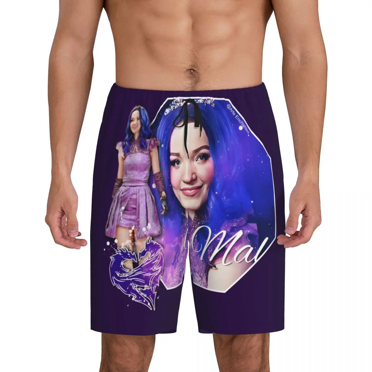 

Custom Print Men's Descendants Pajama Shorts Mal Purple Queen Sleep Pjs Sleepwear Bottoms with Pockets