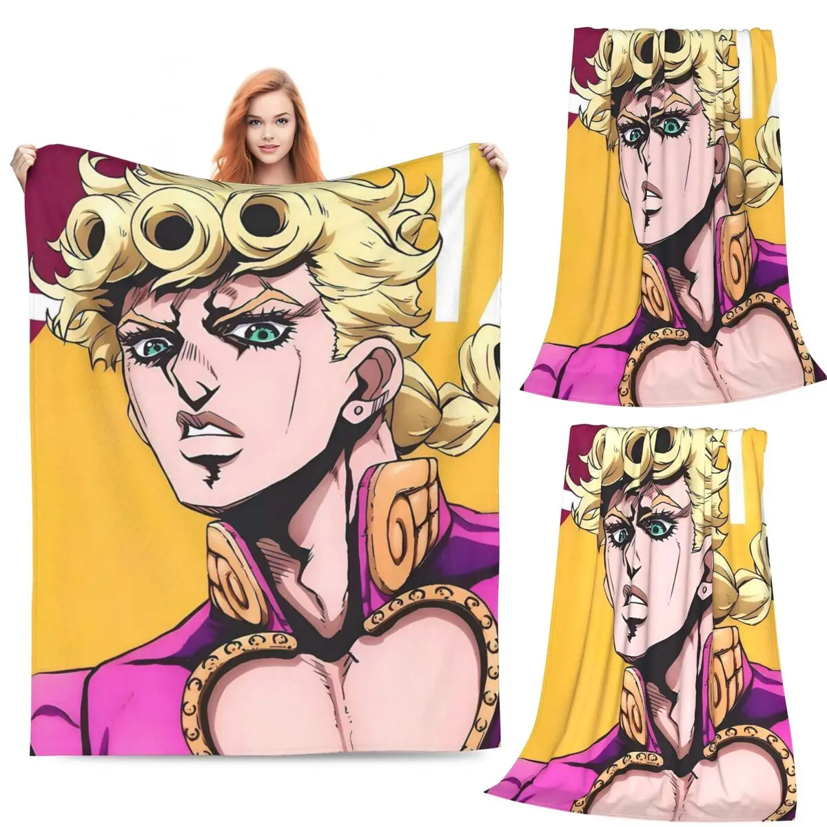Anime JOJO HD ART Blankets Soft Warm Flannel Throw Blanket Cover for Bed Living room Picnic Travel Home Sofa
