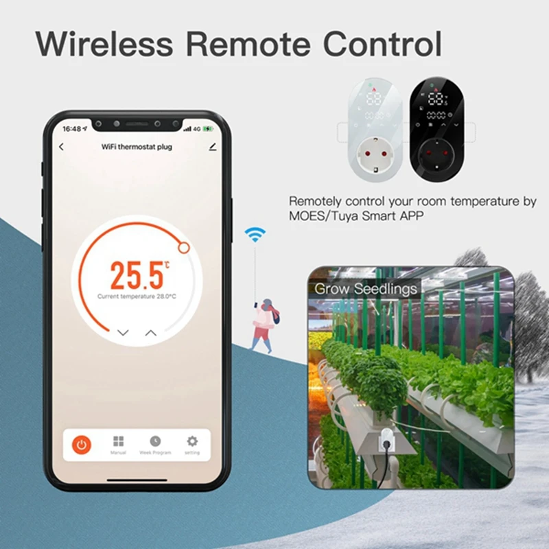 Tuya Wifi 16A ترموستات رقمي منفذ التوصيل المكونات الذكية LED متحكم في درجة الحرارة الاتحاد الأوروبي التوصيل الأسود