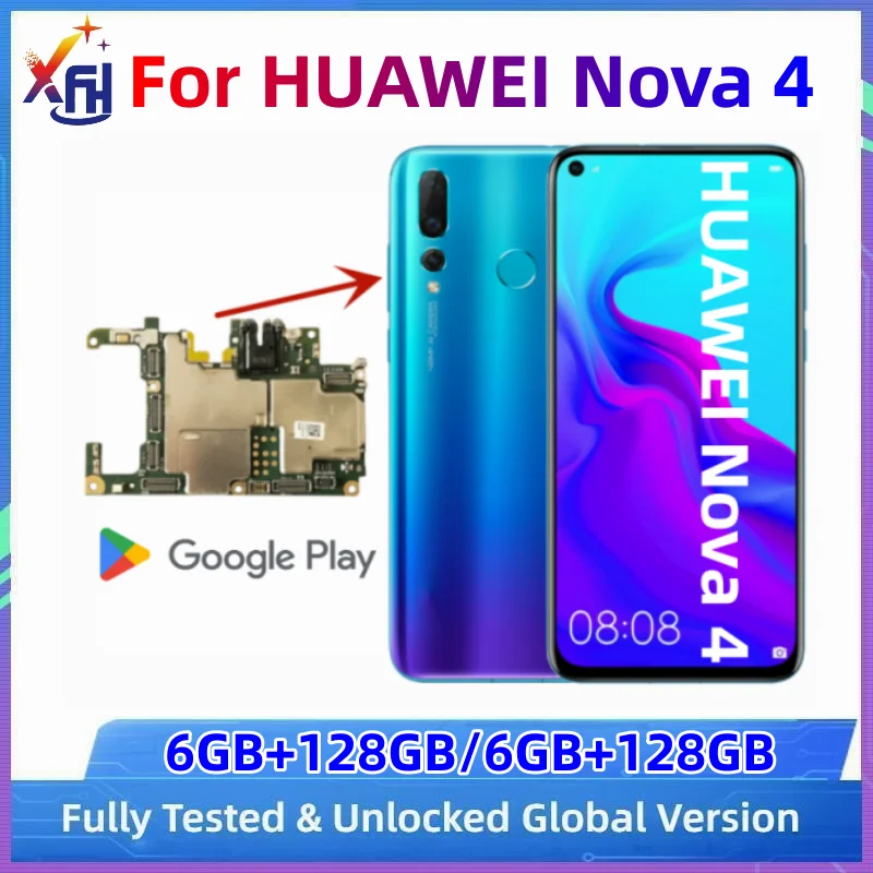 

Motherboard for HUAWEI Nova 4, Original Unlocked Mainboard, 64GB 128GB Global ROM, with Kirin 970 Processor