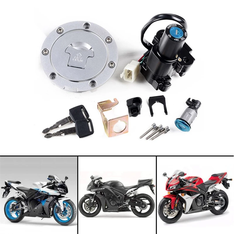 Motocicleta Combustível Tampa do Tanque de Gás Tampa, interruptor de ignição, Lock Key Set para Honda CBR 2004-2007 1000RR 2003-2006 600RR