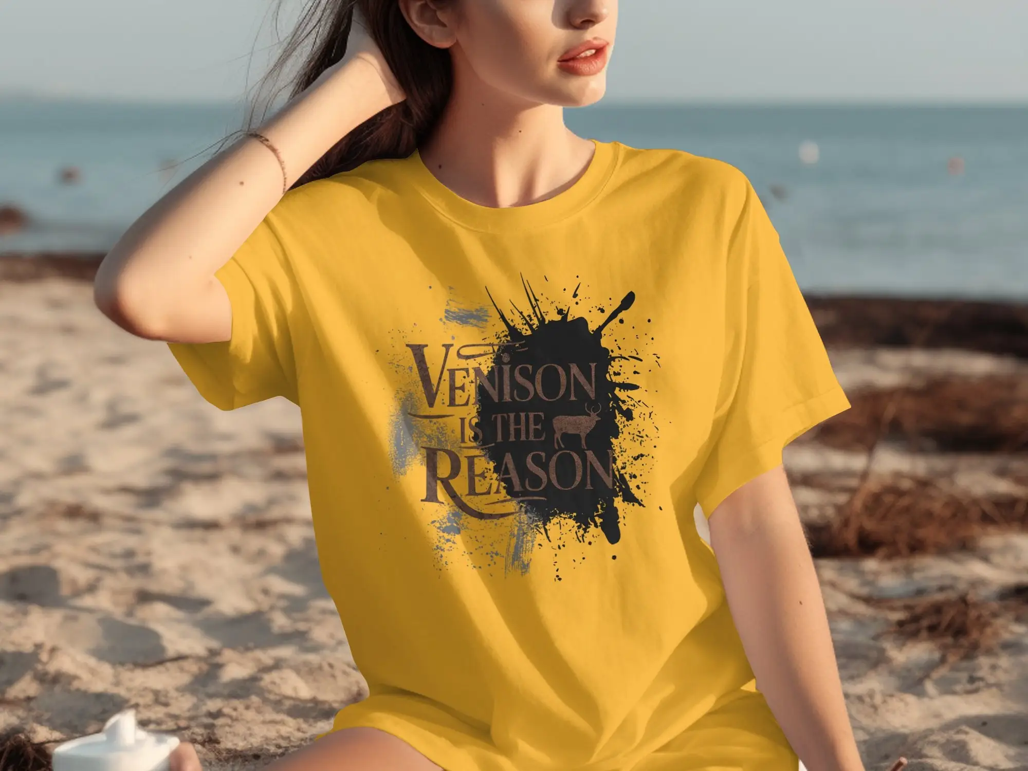 Venison Is The Reason Splatter Grunge Hunting Enthusiast Deer Lover Fun T Shirt Unique Apparel Outdoor Adventure