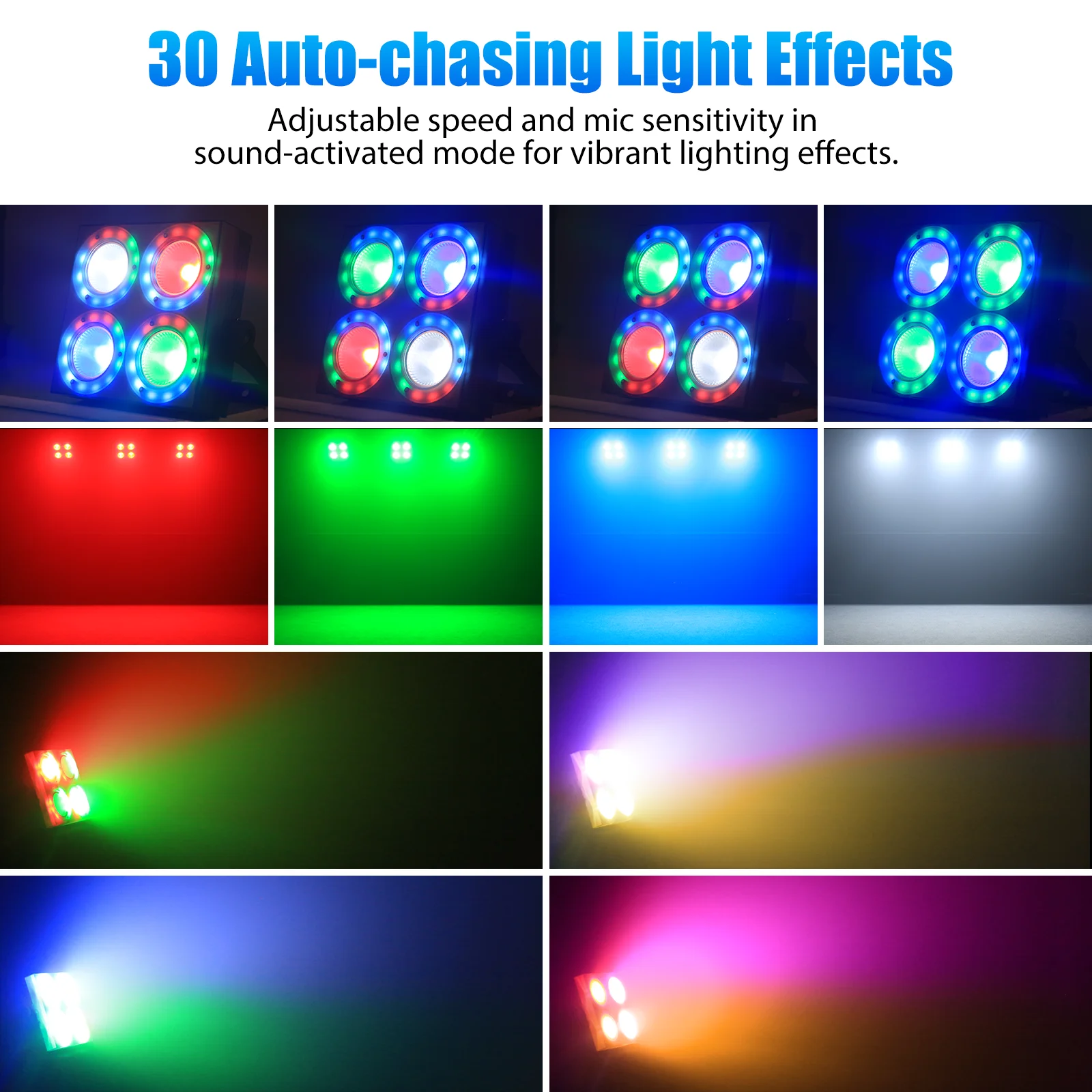 Yiflamefly 4Pcs Mini 80W RGBW LED Wash Par Lights Square 4-eye Fill Lights With Aperture DMX Stage Lights For Bar Wedding Party