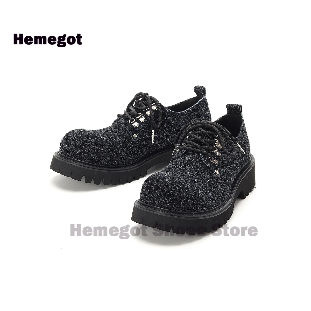 

Snowflake Cow Suede Derby Shoes for Men Thick Soled Height Increasing Hiking Big Toe Leather Shoes Luxury Handmade Men Shoes