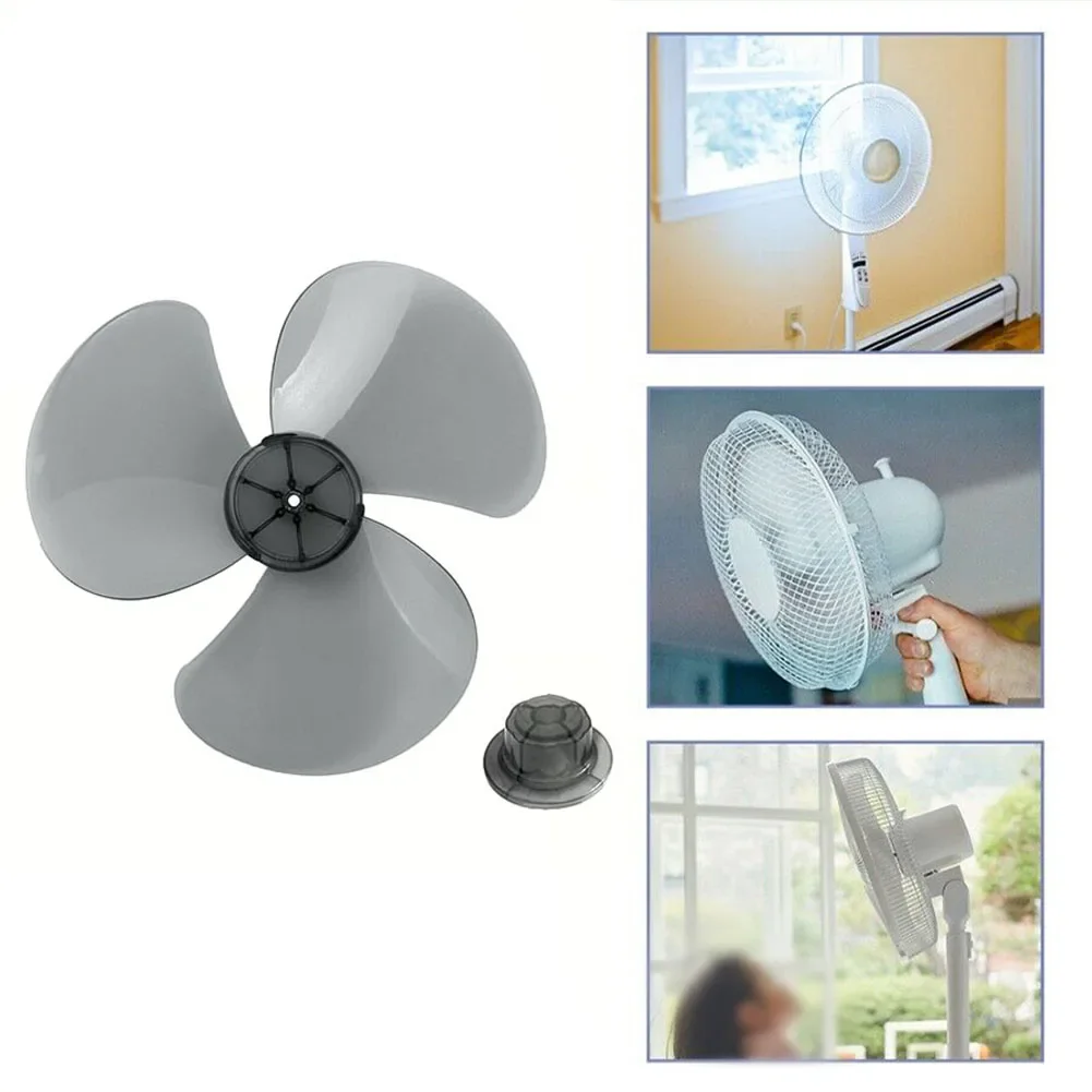 

16 Inch Plastic Fan Blade Three Leaves With Nut Cover For Standing Pedestal Fan Floor Fan Table Fan Indoor Heating Cooling Parts