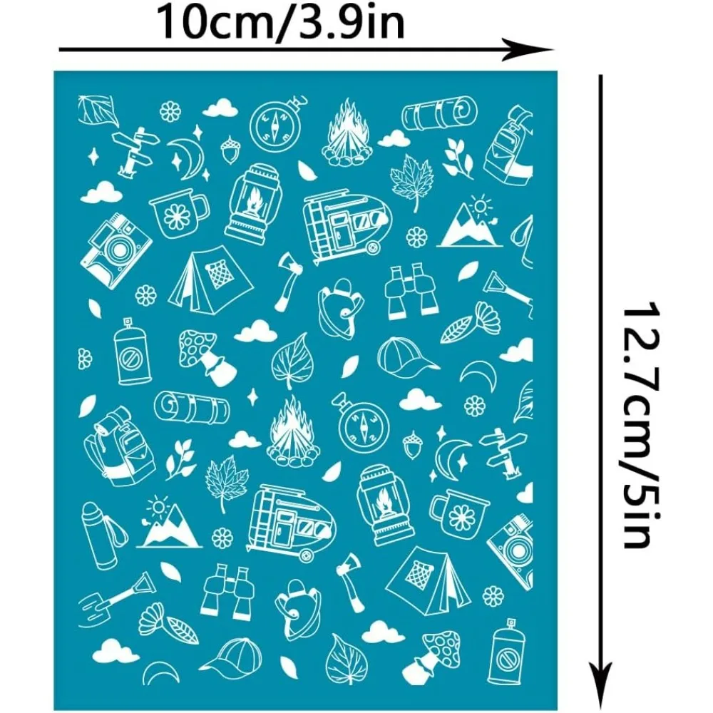 4x5 Inch Camping Theme Clay Stencils Travel Theme Silk Screen for Polymer Clay Tent Telescope Silk Screen Stencils Mesh