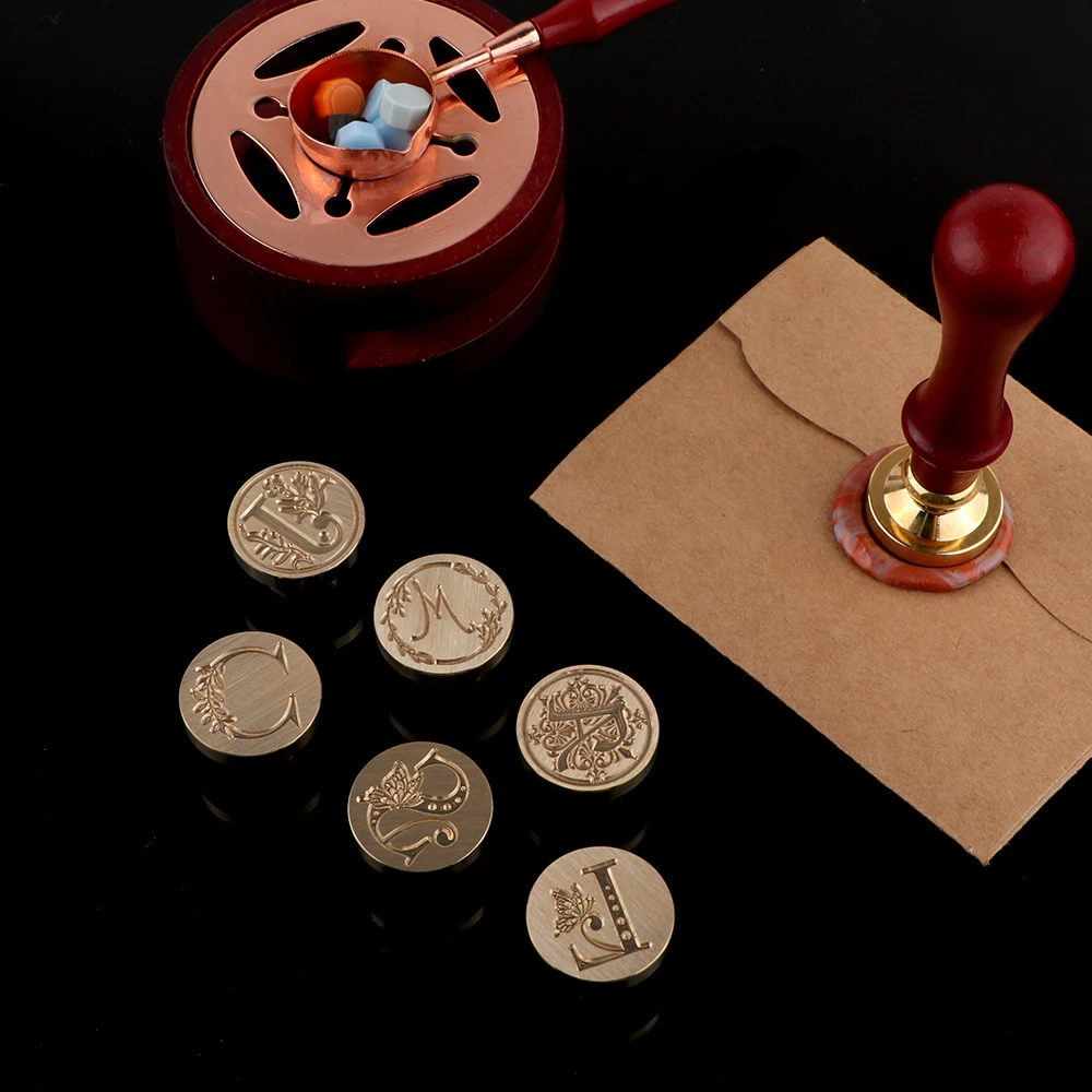 Vintage Initial Alphabet A B C S M L T K Wax Seal Stamps 25 mm Removable Brass Letter Pattern for Decorating Wedding Invitations