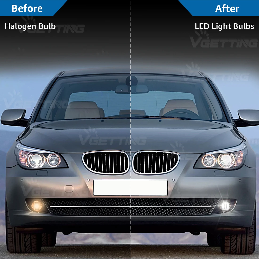 Car Fog Lamp Assembly For BMW E60 E90 E63 E46 323i 325i 525i DRL Headlight LED White Lens Angel Eyes Halogen Accessories 12V view 5