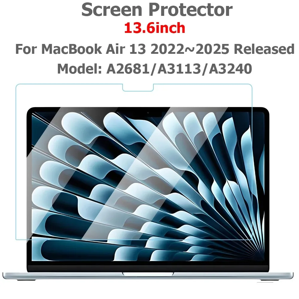 Screen Protector for 13.6Inch MacBook Air 13 2022-2025 Released Model A2681 A3113 A3420 M2 M3 M4 Chip Clear Tempered Glass