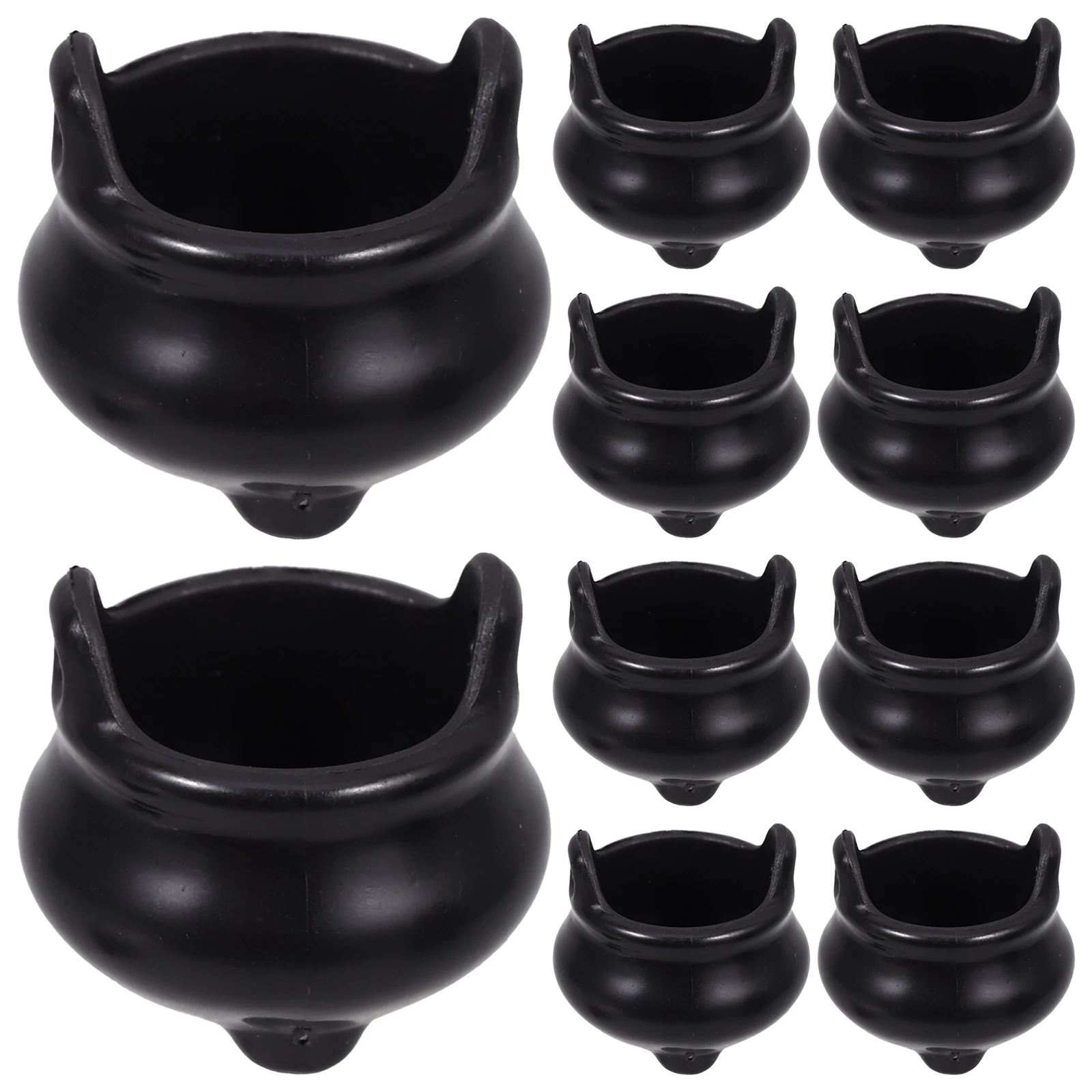 

12pcs Witch Cauldron Decoration Black Plastic Halloween Kettle Mini House naments naments Miniature Supplies