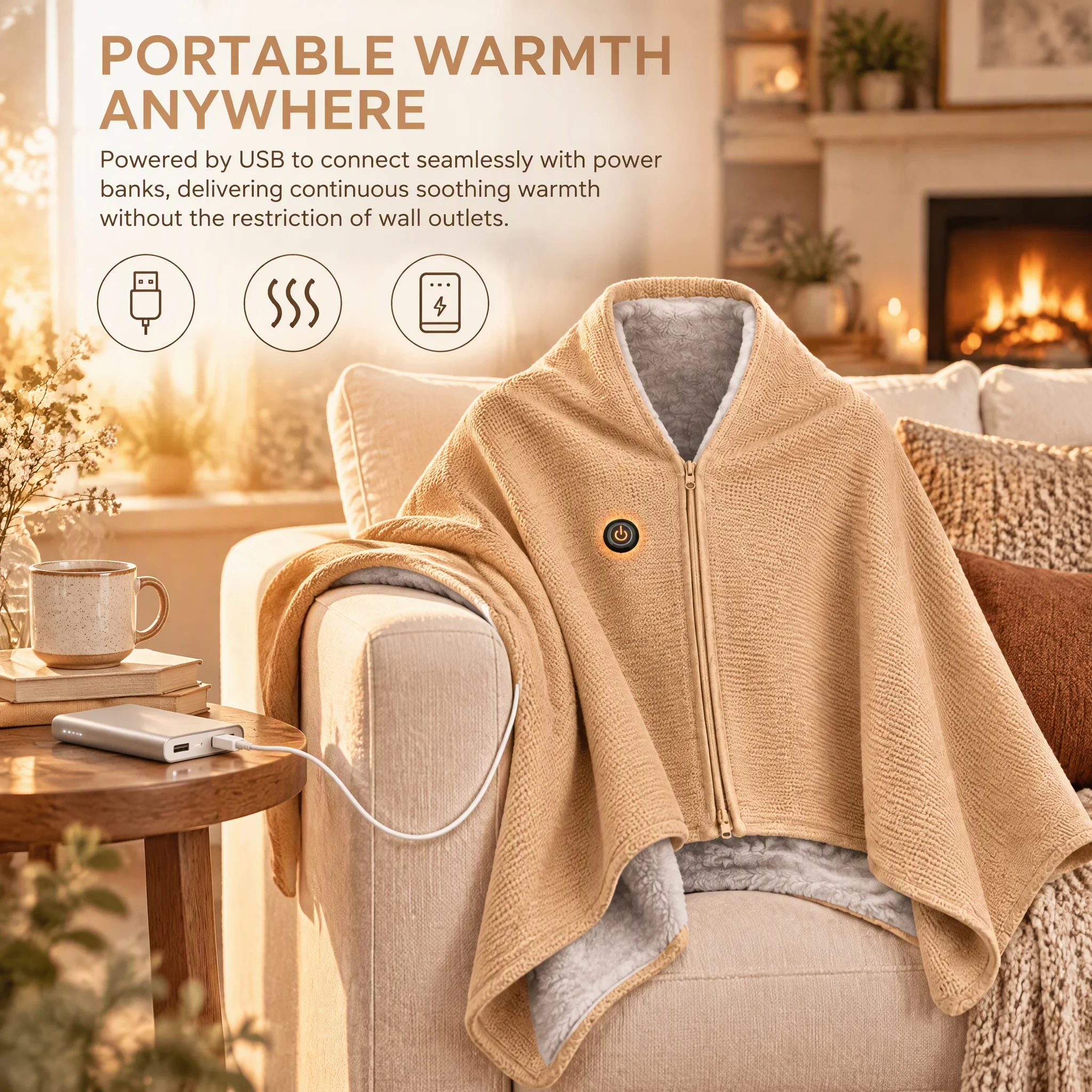 2027 Upgraded Heated Shawl Wraps for Women with 3 Heat Settings, USB Wearable Blanket, for Home Office or Outdoors Use in Winter