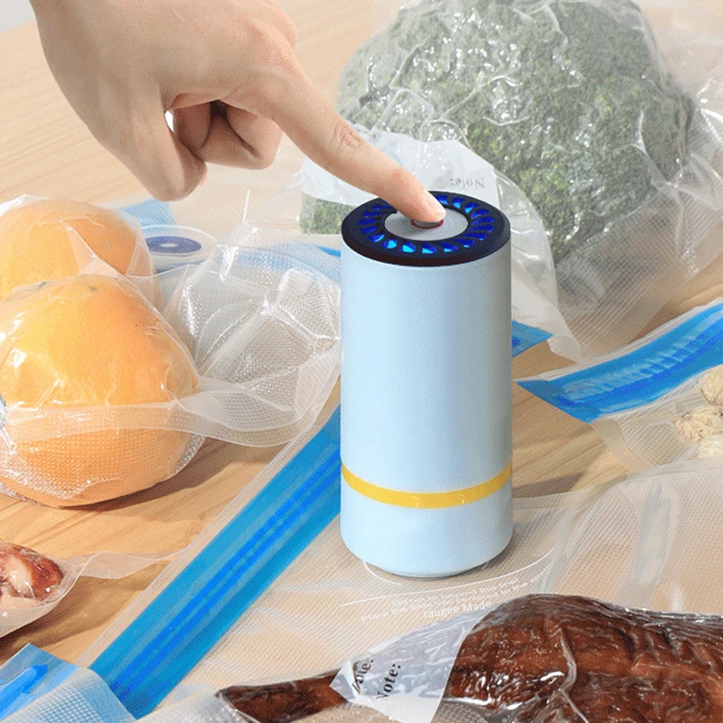 Portable Handheld Vacuum Sealer Pump USB Rechargeable Kitchen Vacuum Sealer Pump Inflatable Cushions Travel Storage Vacuum Pump
