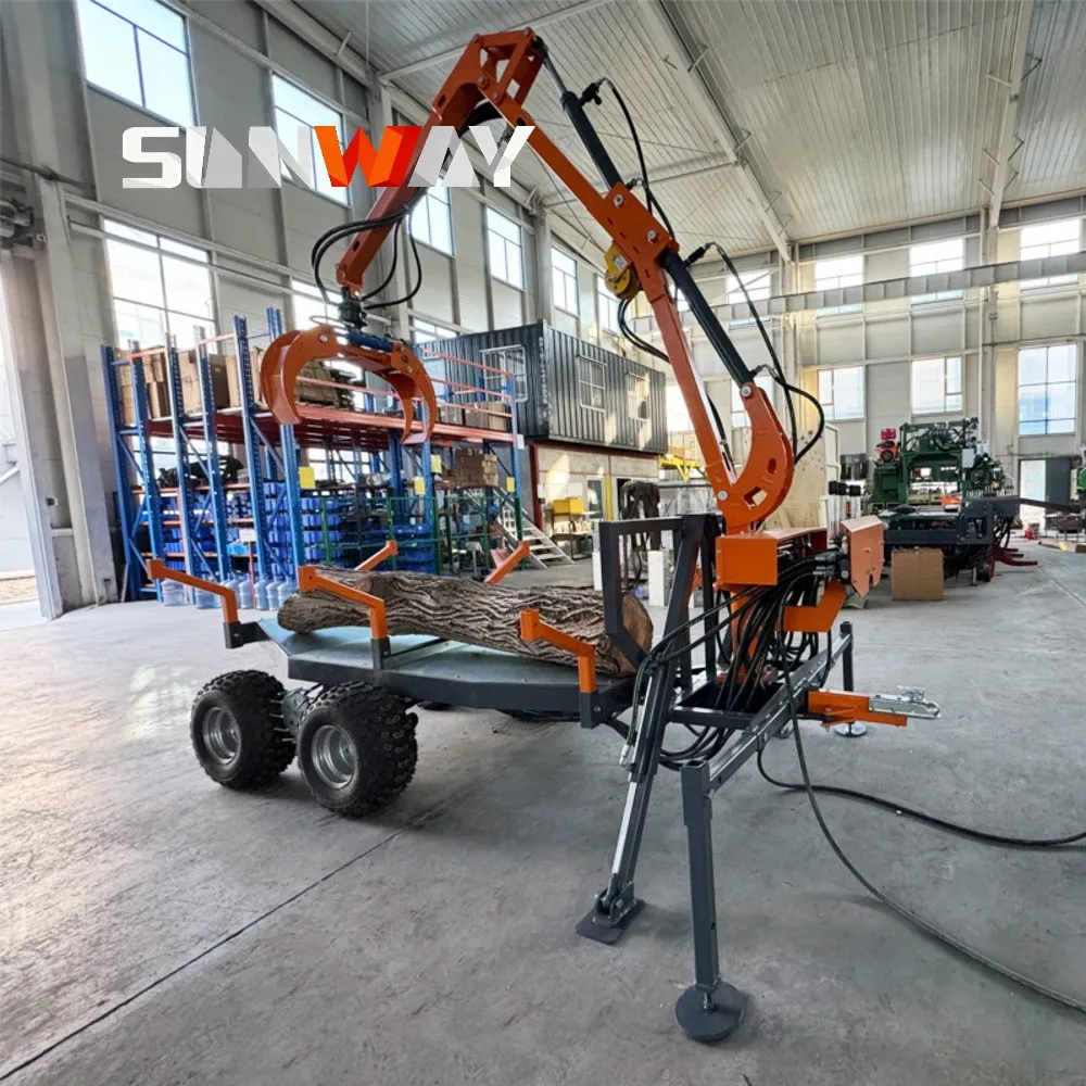 

Professional ATV Log Trailer with Crane Dump Loader Timber Crane Mobile Logging Equipment Made in China