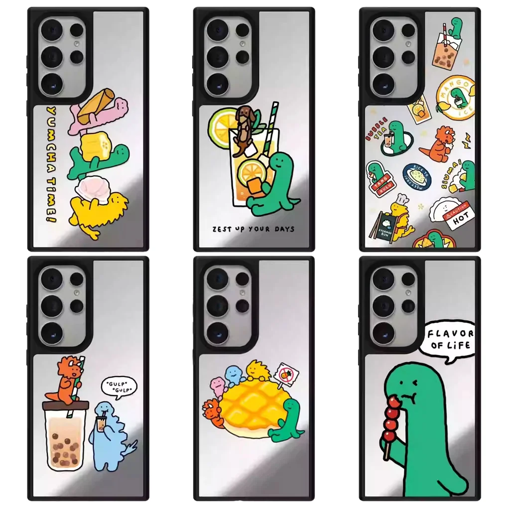 

Lemon Tea Mirror Surface Protective Case for Samsung Galaxy S23 S24 S25 Ultra Plus S25U S25+ Shell with MagSafe