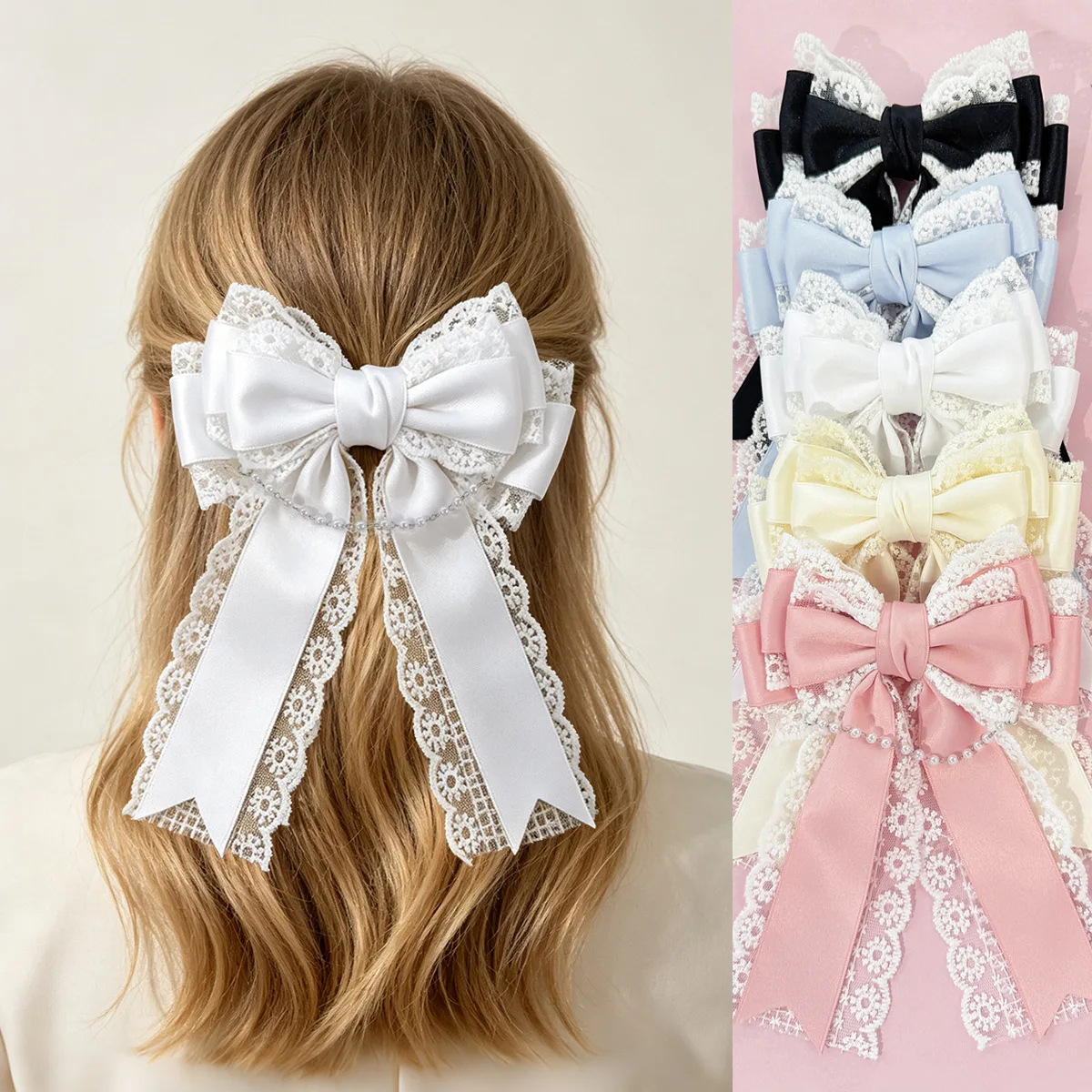 20pc-women's-floral-lace-embroidery-bow-clips-with-long-tassel-elegant-hair-accessories-hairgrips-lady-headwear-for-girls-bulk
