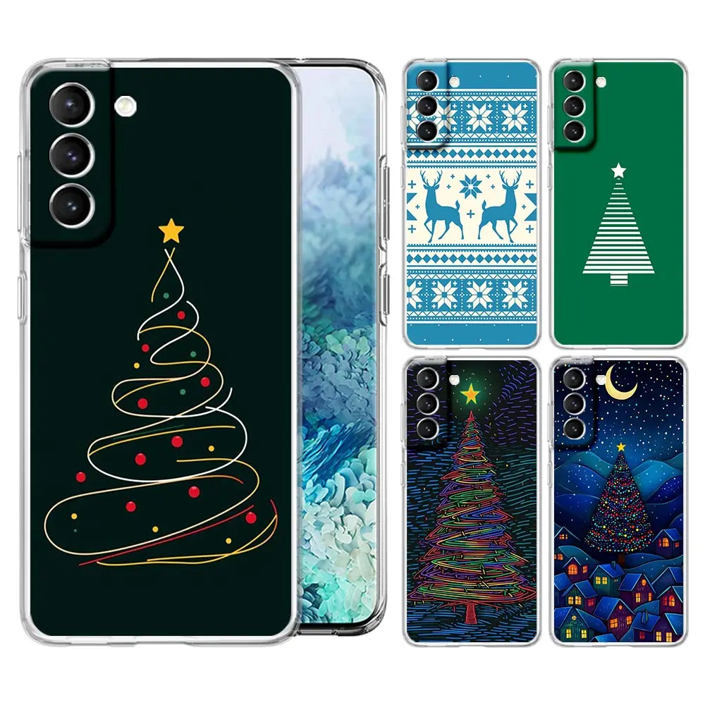 Christmas Tree Printed Clear Phone Case For Samsung Galaxy S26 S25 FE S24 + S23 S22 S21 Ultra S20 5G S10E Plus Cover