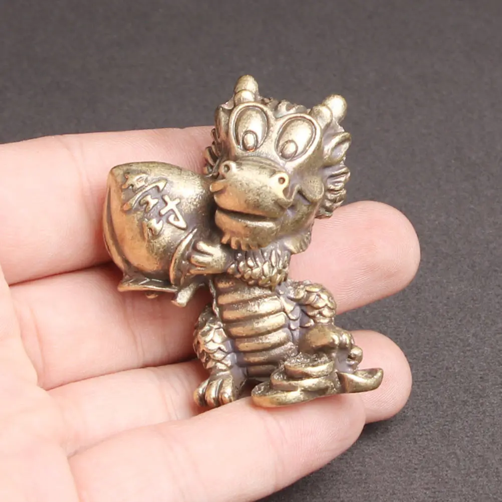 

Dinosaur Ornaments Retro Style Brass Decor Birthday Gift Longevity Peach Statues Figurine Home Office Car Decorations