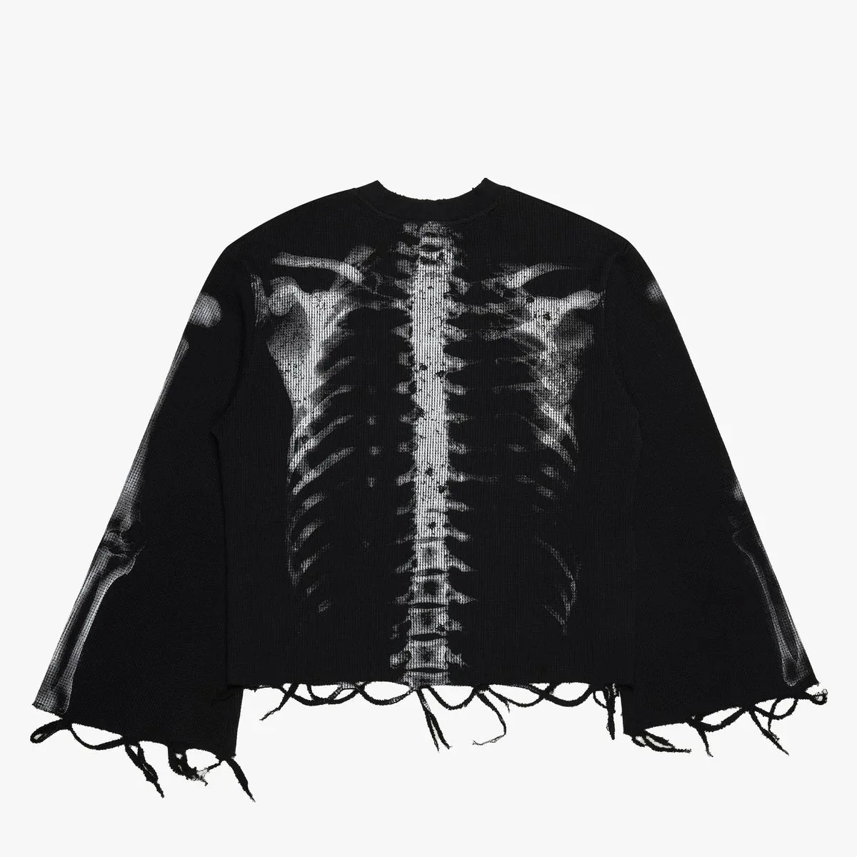 Unisex Gothic Totenkopf-Print Strickpullover Streetwear mit Ausgefransten Quasten für Männer und Frauen