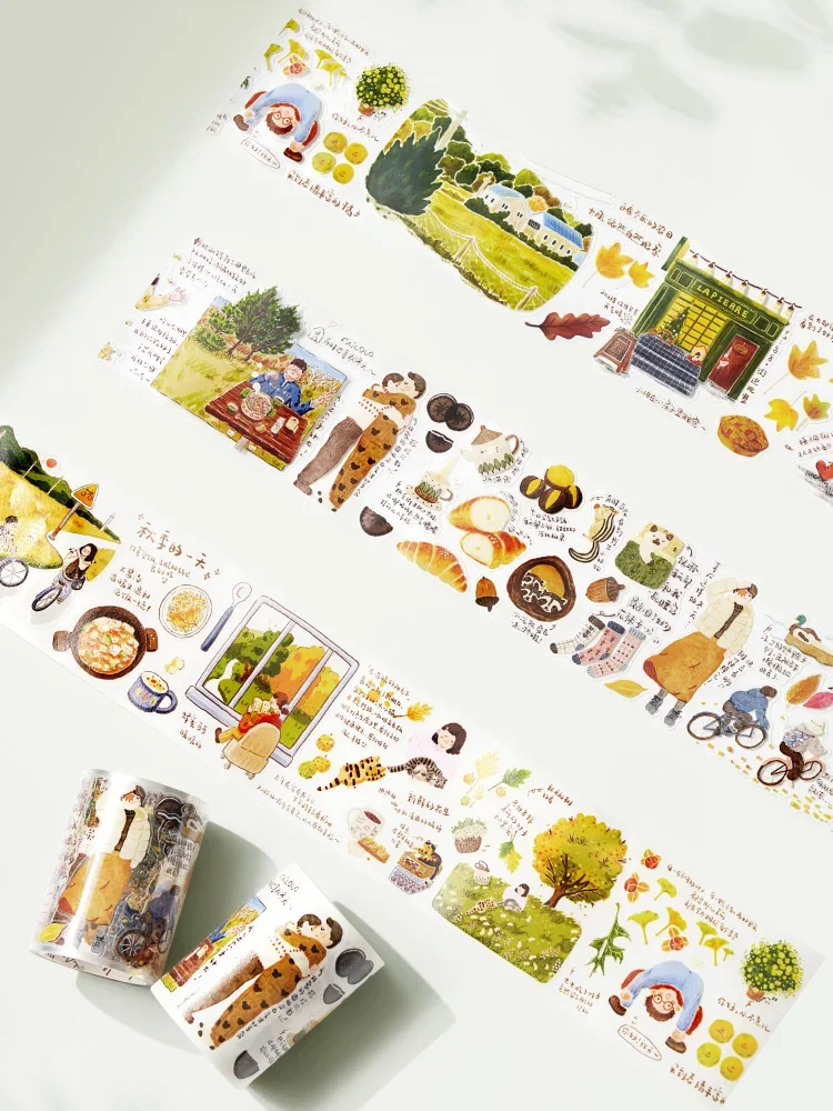 fun small things papel de personagem diario fita para animais washi adesivos chineses e ingleses outono wt 01