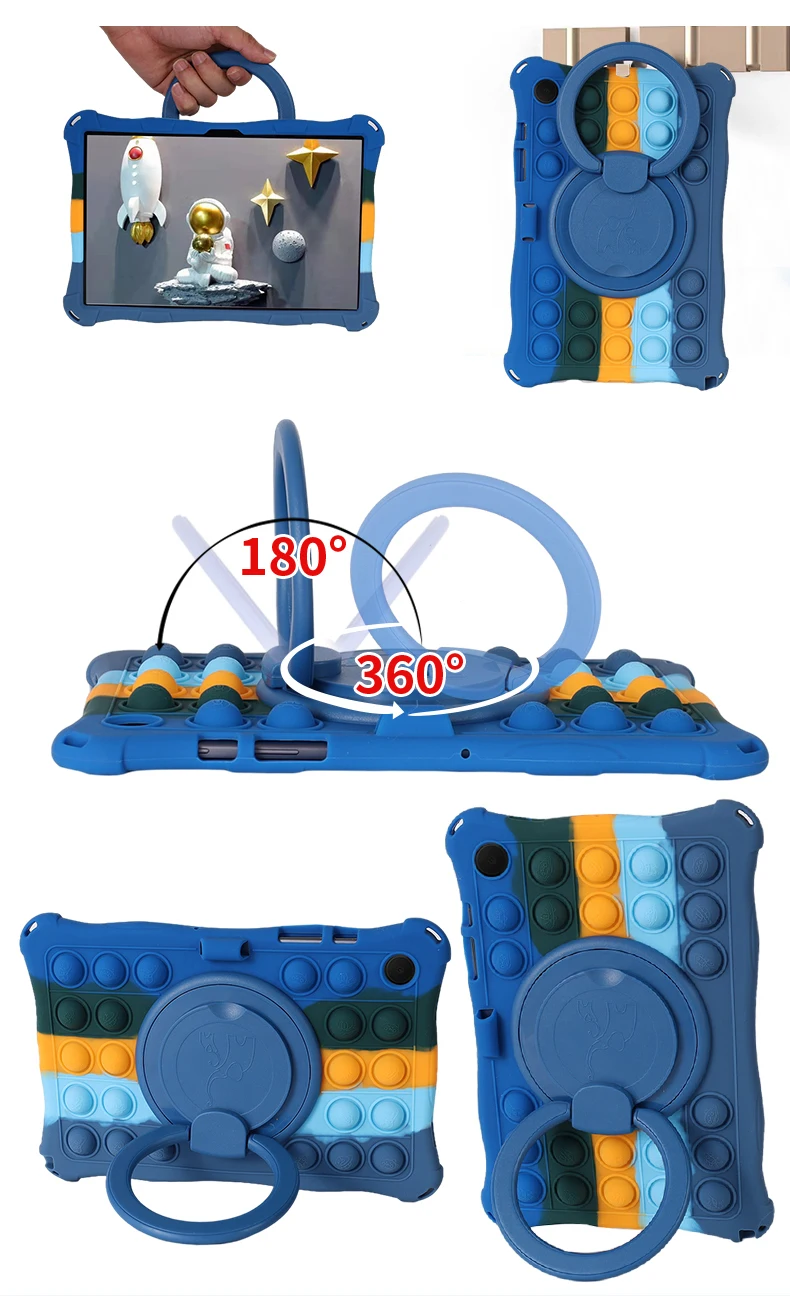 Silicone Case for Samsung  Galaxy Tab A8 10.5 inch SM-X200 SM-X205 SM-X207 Decompression Bubble Cover with Shoulder Strap & Pen