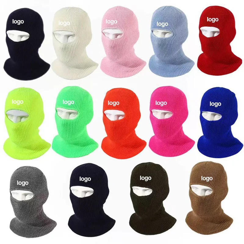 Wholesale 20pcs Custom Logo Embroidered Winter Women Beanie Hat Balaclava hat Men Personalized