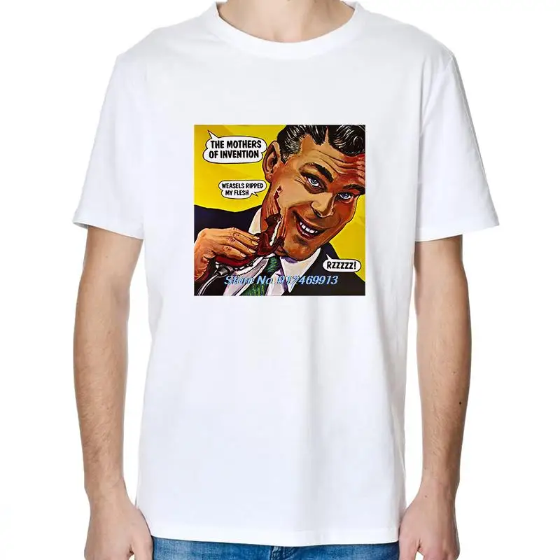 

Cotton T Shirt For Men Frank Zappa Weasels Ripped My Flesh Rock Vintage Music Short Sleeve T-Shirts New Shirts And T-Shirts