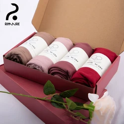 RIMAIRE-Pure Color Algodão Muçulmano Hijab, Lenço Macio e Confortável, Lenço Islã, Tamanho Grande, 180x90cm, 4Pcs por Saco