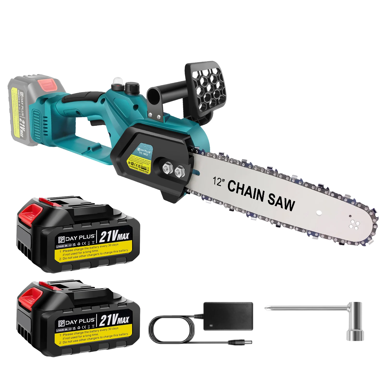 12 Inch Cordless Chainsaw, Electric Power Chain Saw with Battery & Chain with Safety Lock for Tree Trimming, Garden,Wood Cutting