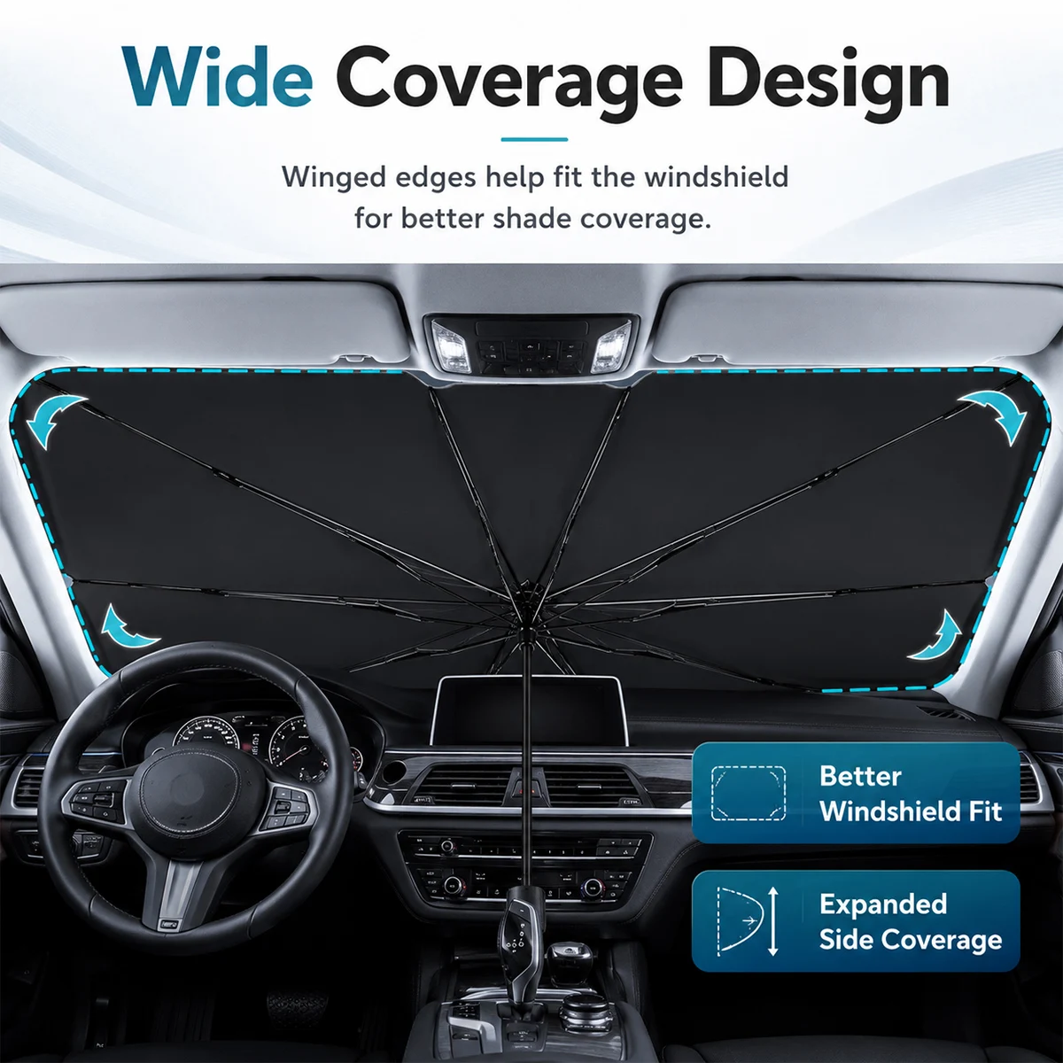 Car Windshield Sun Shade Umbrella UV Protection Windshield Sun Shade Heat Blocking Compact Easy Storage Car Sun Shade Umbrella