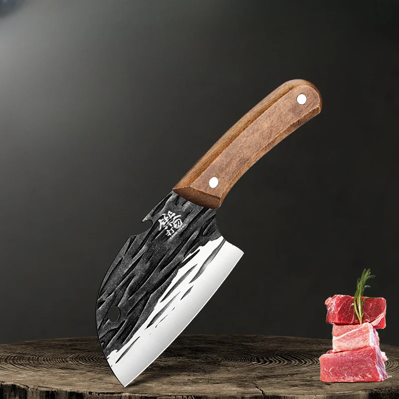 PLYS Small Vegetable Cleaver Specialized Fish Filleting Knife Hand Forged Meat Cleaver Stainless Steel Kitchen Knife