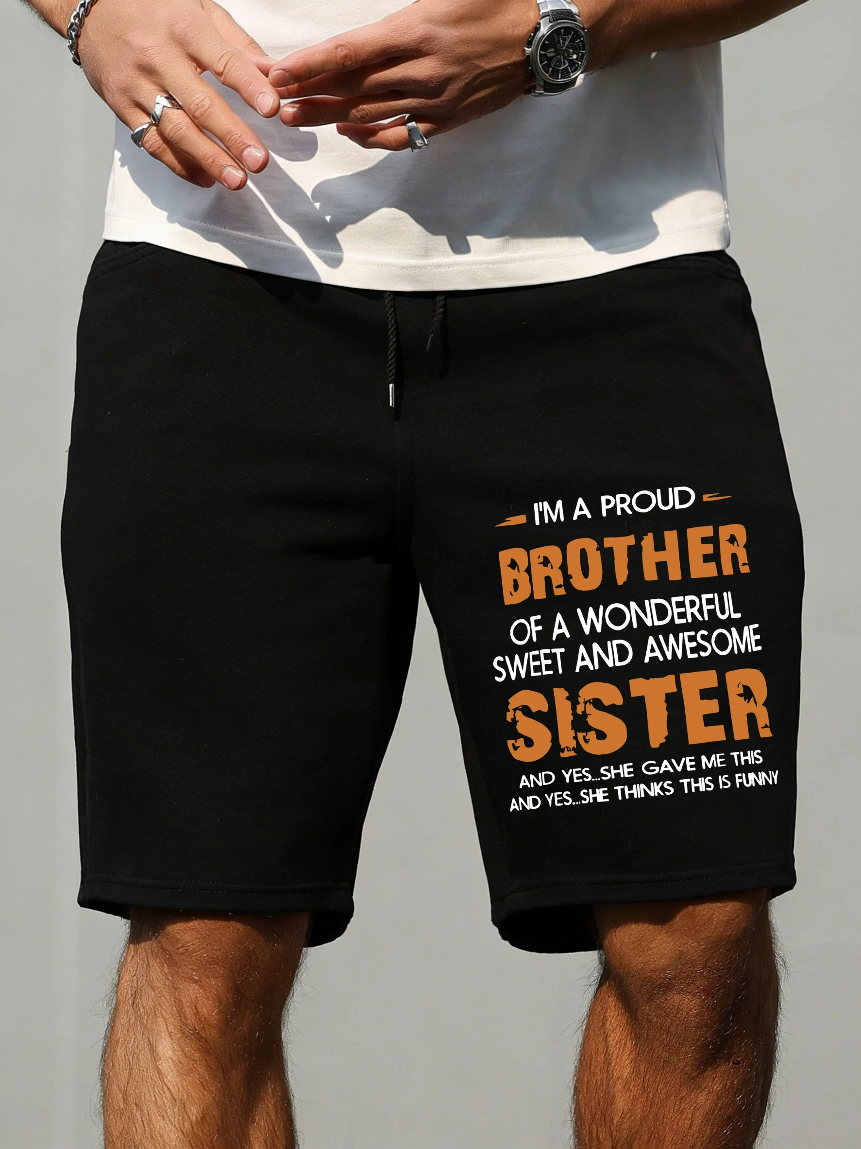 

Мужские шорты с принтом «Дружба братьев и сестер», повседневные эластичные брюки, дышащая спортивная одежда, летние широкие брюки для спортзала