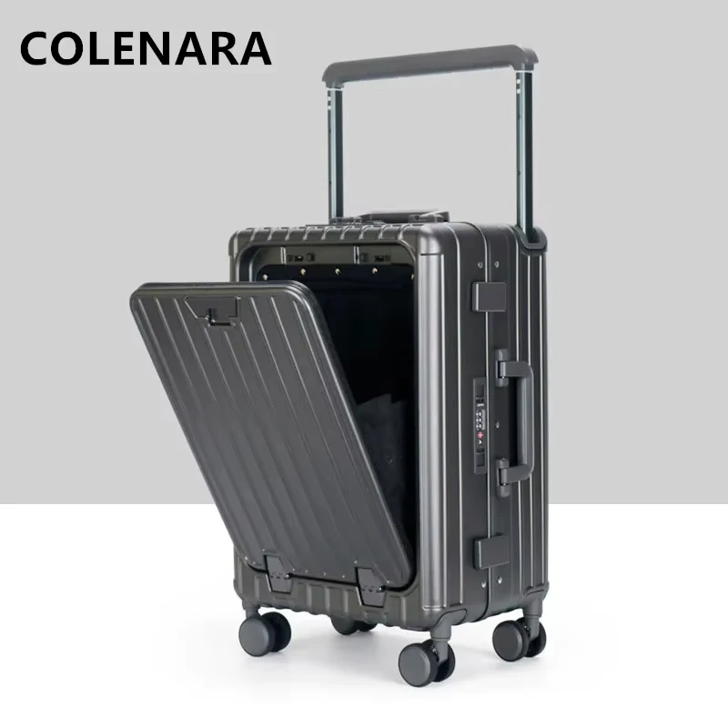 COLENARA Travel Suitcase Front Opening Boarding Box 20-inch Laptop Trolley Case USB Charging Women's Multifunctional Luggage