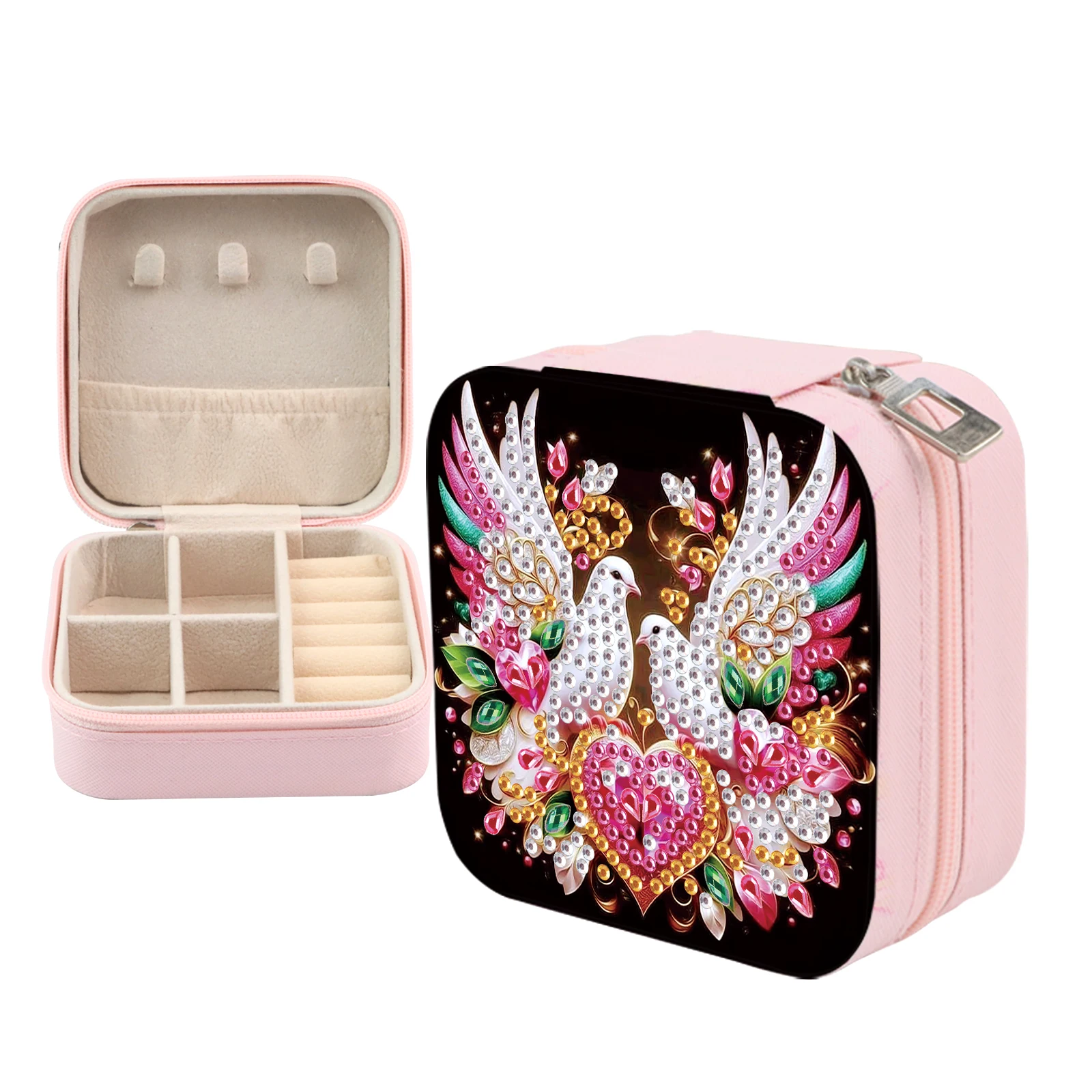 Kit de boîte de rangement de bijoux de peinture d'art de diamant, boîte à bijoux de Pigeon de bricolage pour adultes, étui à bijoux Portable cadeaux de stockage de bijoux