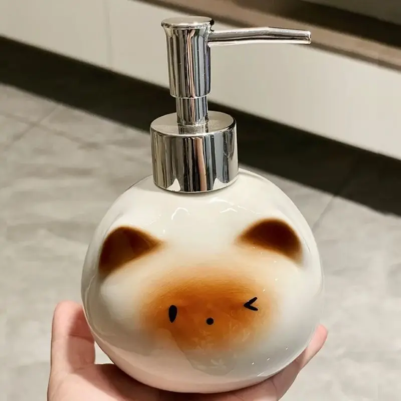 

Cute Cat Ceramic Sanitizer Bottle Lotion Bottle Hand Sanitizer Bathroom Toilet Countertop Press Bottle Shower Gel Cute