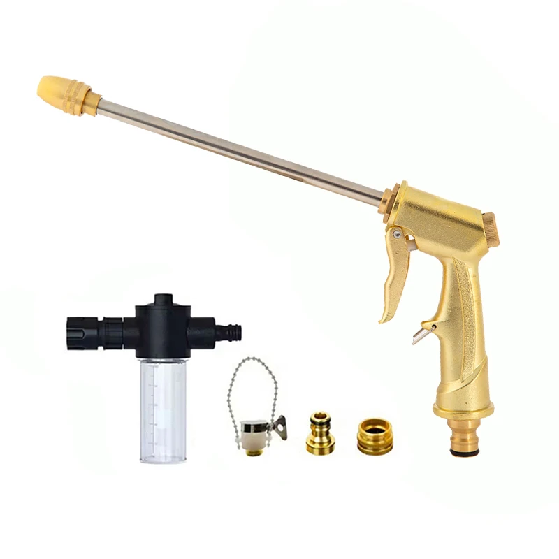 Pistola de Riego Metálica de Alta Presión con Boquilla Ajustable para Manguera, Rociador Multifunción para Riego de Plantas y Jardín, Herramientas de Limpieza