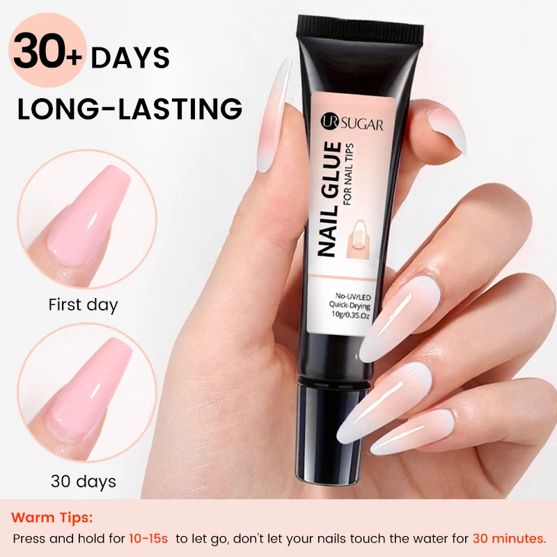 UR SUGAR-pegamento de uñas súper fuerte para puntas de uñas, sin lámpara curado, extensión rápida de larga duración, removedor de pegamento de diamantes de imitación para PressON Nai