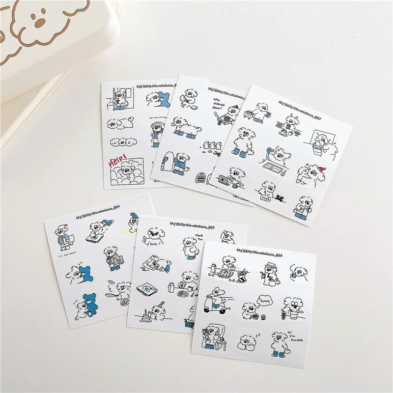 Furry Puppy Cute Stickers Cartoon Brief Strokes Kawaii Scrapbooking Laptop Mobile Phone Stationery Diy Decorative Sticker PVC