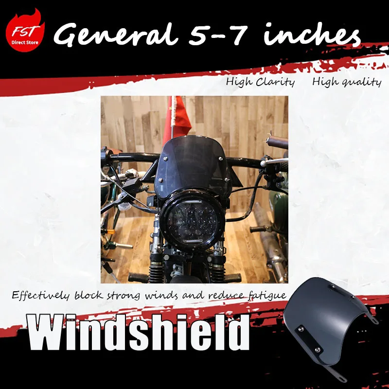 Motorcycle modification with universal 5-7 inch headlight and windshield. Tianjun Warrior GN front windscreen.