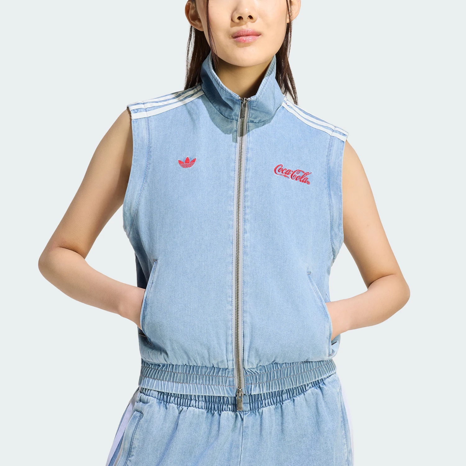 Adidas genuine clover women's retro casual stand up collar zipper jacket KY7548