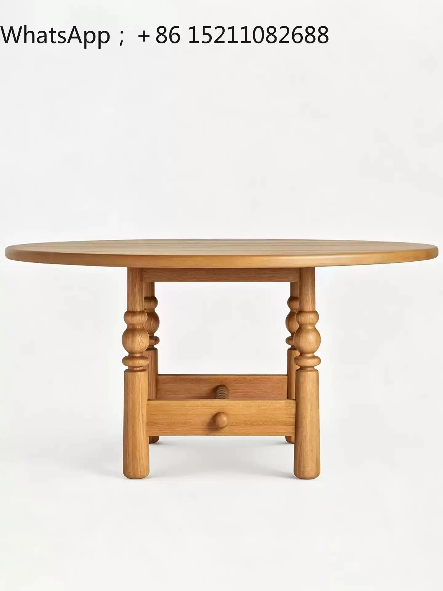 SCY medieval solid wood round dining table French retro homestay simple reception table household dining table