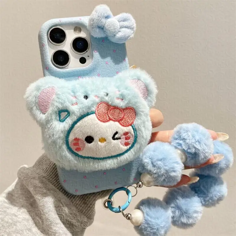 

Kawaii Hello Kitty My Melody PomPomPurin Cinnamoroll Sanrio Studen Cute Cartoon Plush iPhone Shell Anti Drop Phone Case for Kids
